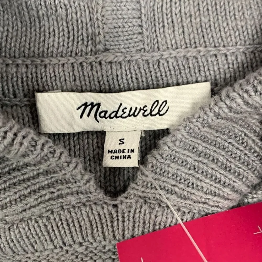 Brand New Madewell Women’s Small Grey Knit Pullover Hooded Sweatshirt Hoodie - Picture 3 of 5